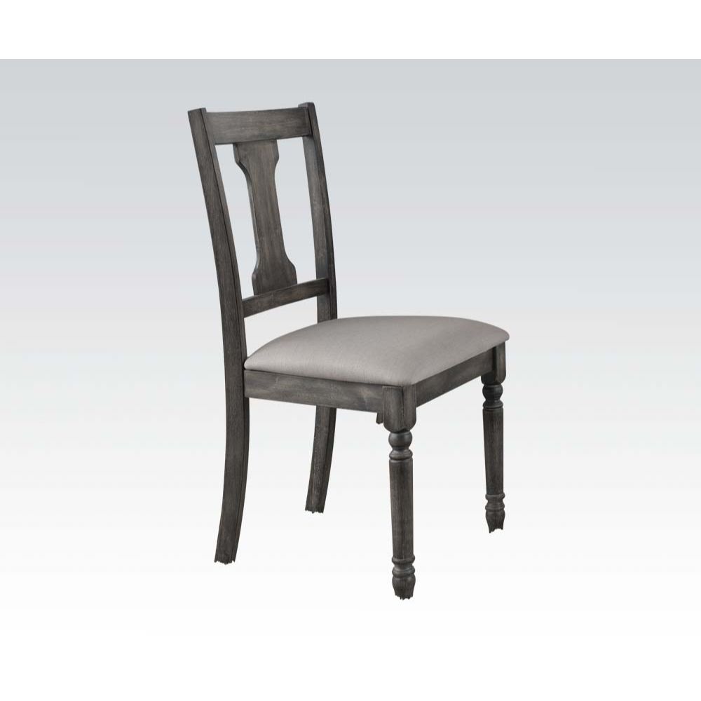 Wallace Tan Linen & Weathered Gray Finish Side Chair (Set-2)