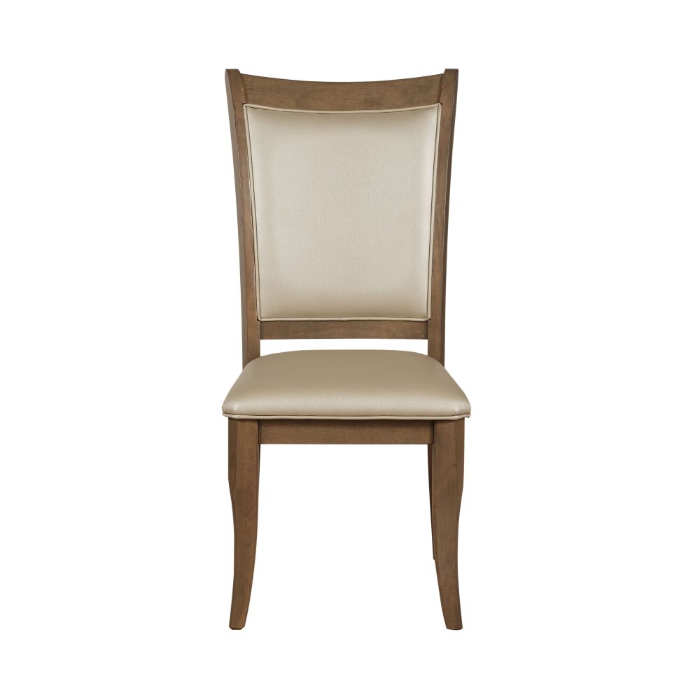 Harald Beige Synthetic Leather & Gray Oak Finish Side Chair (Set-2)