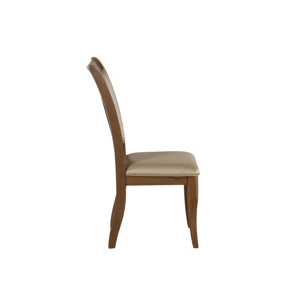 Harald Beige Synthetic Leather & Gray Oak Finish Side Chair (Set-2)