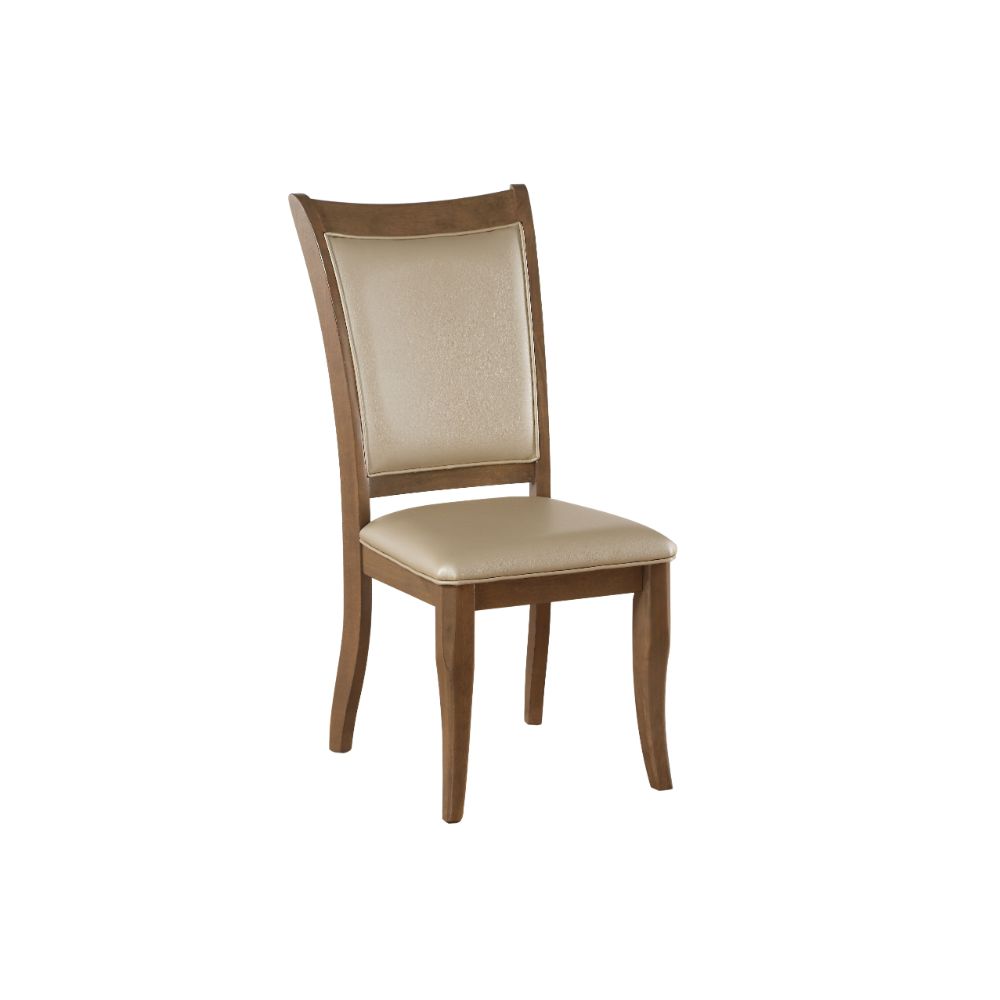 Harald Beige Synthetic Leather & Gray Oak Finish Side Chair (Set-2)