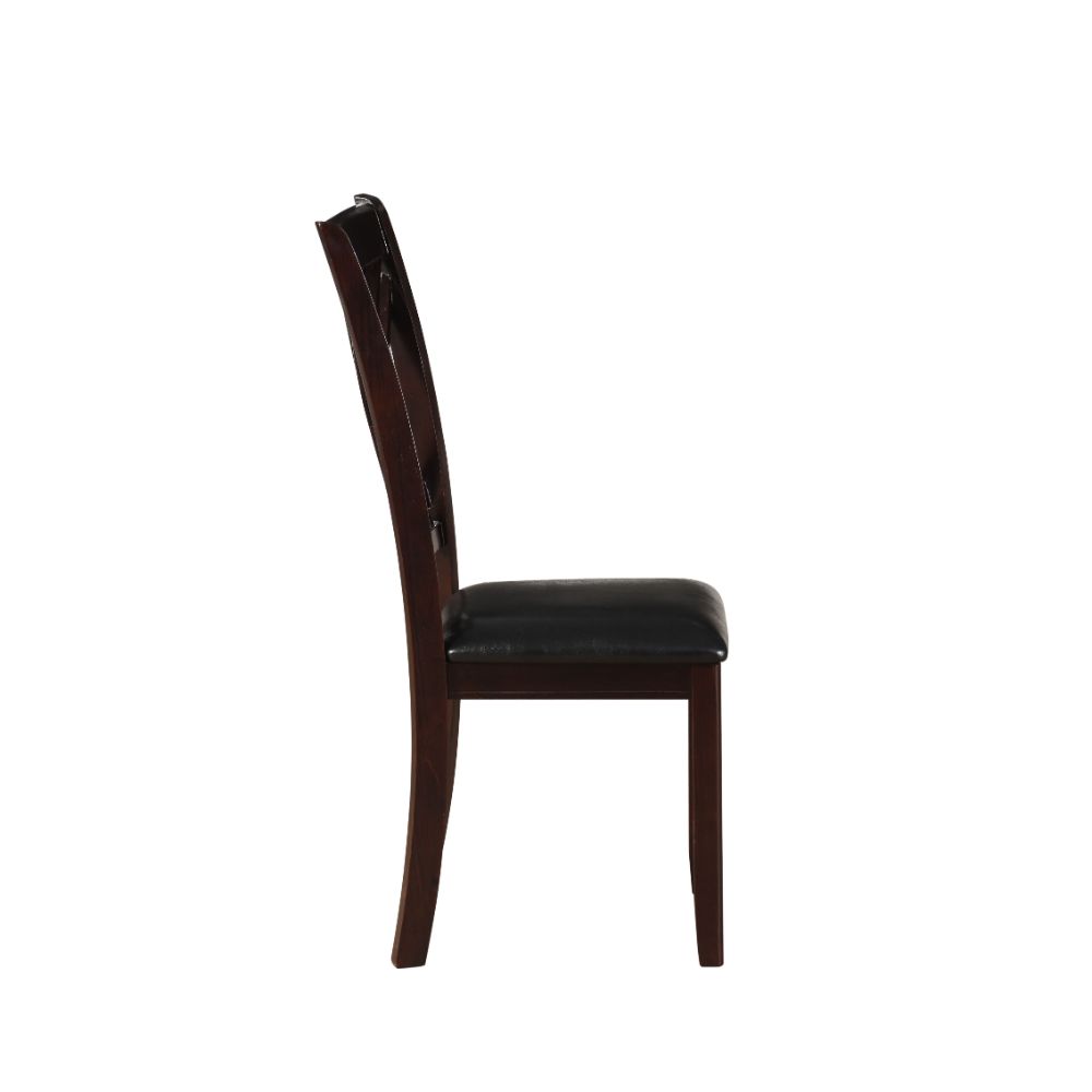 Katrien Black Synthetic Leather & Espresso Finish Side Chair (Set-2)