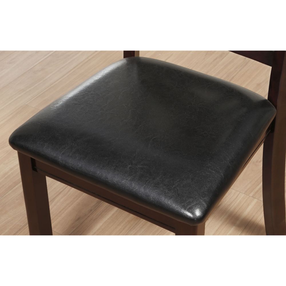 Katrien Black Synthetic Leather & Espresso Finish Side Chair (Set-2)