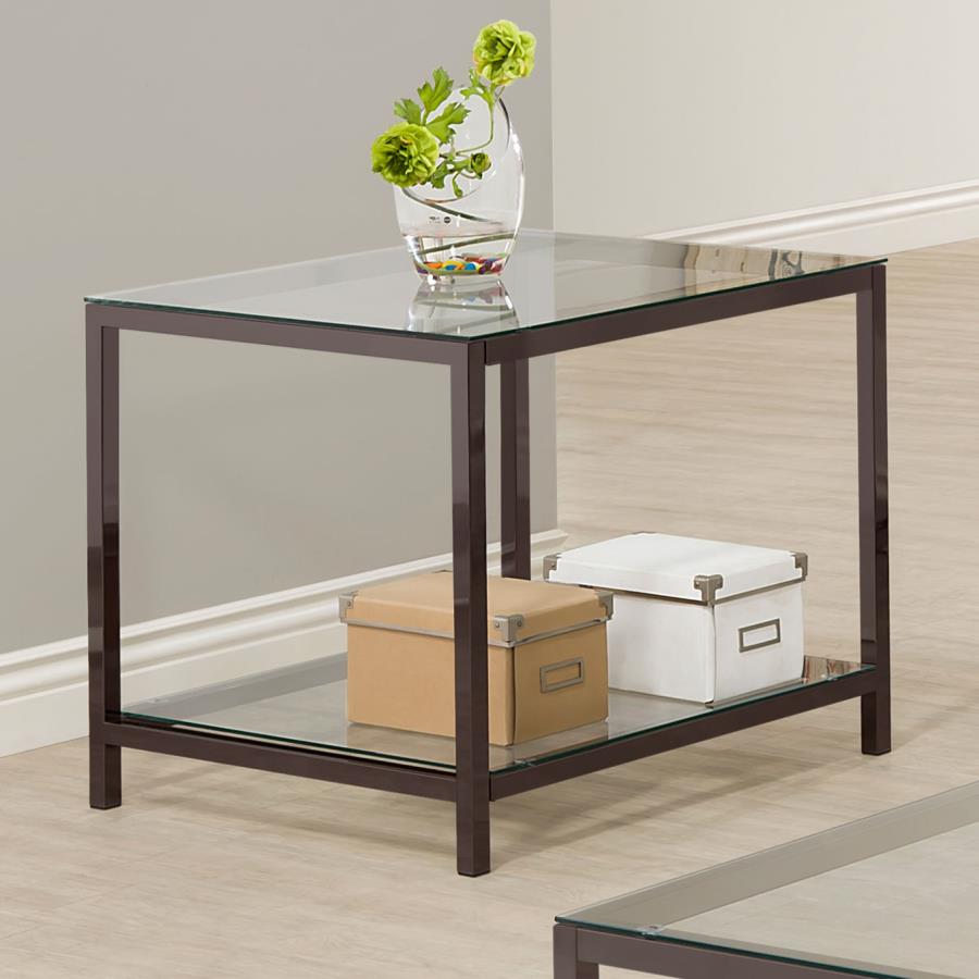 Trini End Table With Glass Shelf Black Nickel