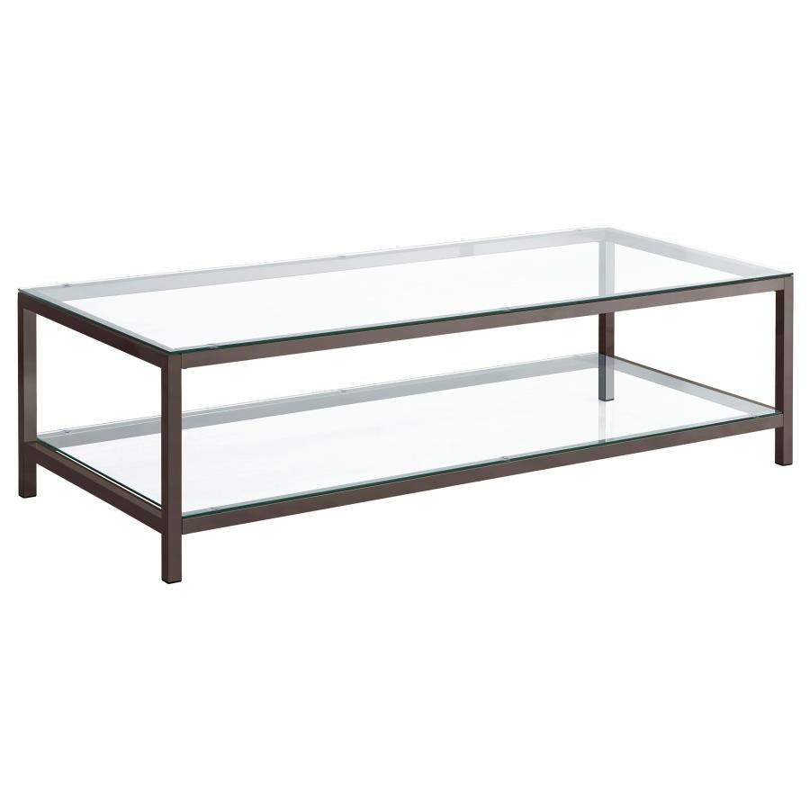 Trini Coffee Table With Glass Shelf Black Nickel