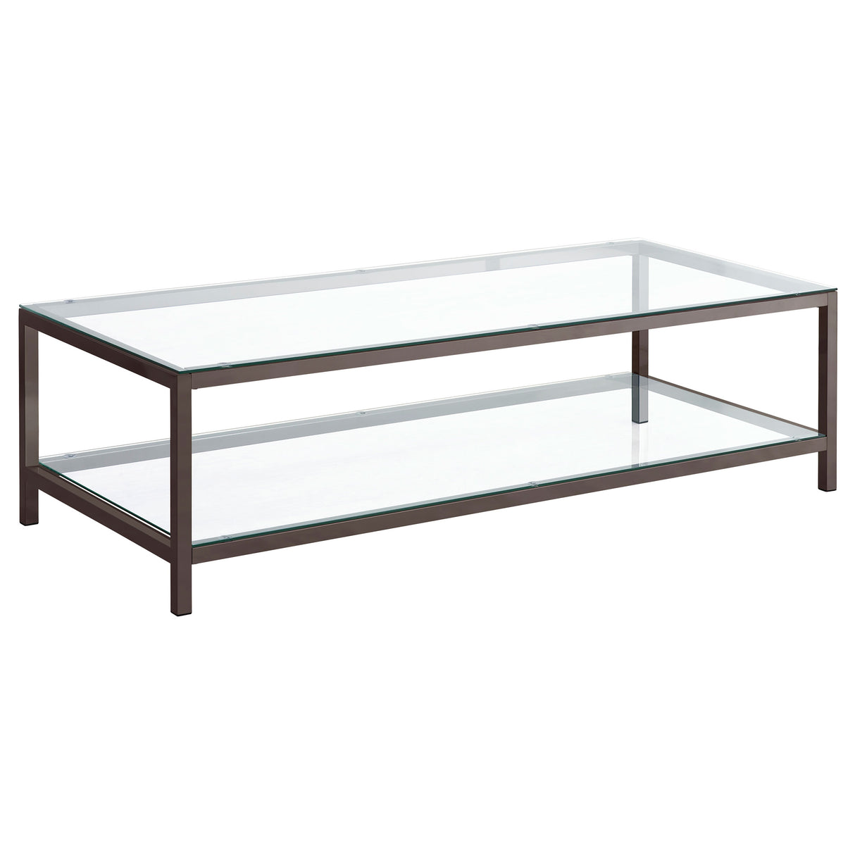 Trini Coffee Table With Glass Shelf Black Nickel