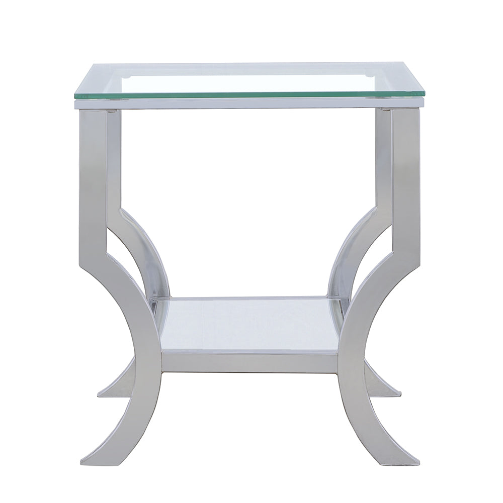 Saide Square End Table With Mirrored Shelf Chrome
