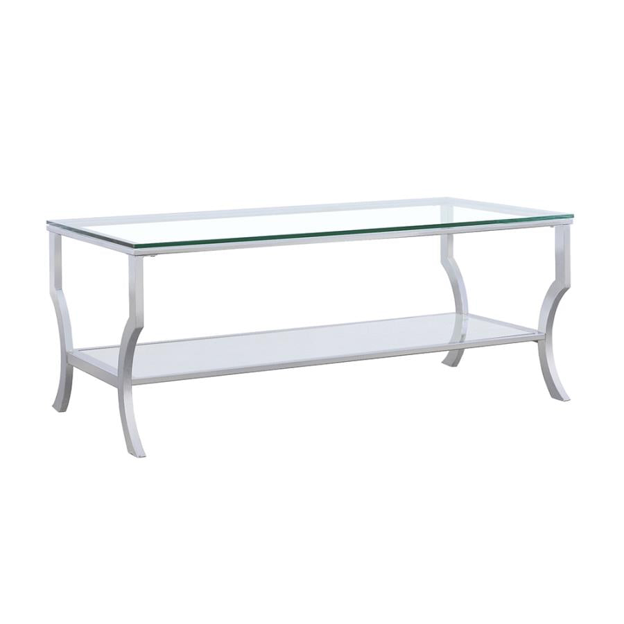 Saide Rectangular Coffee Table With Mirrored Shelf Chrome