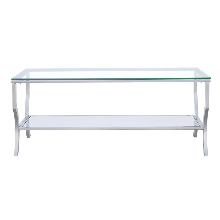 Saide Rectangular Coffee Table With Mirrored Shelf Chrome