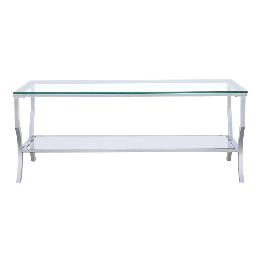 Saide Rectangular Coffee Table With Mirrored Shelf Chrome
