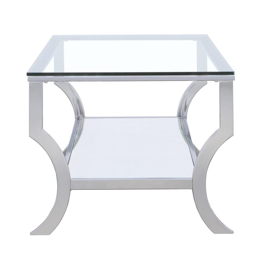 Saide Rectangular Coffee Table With Mirrored Shelf Chrome