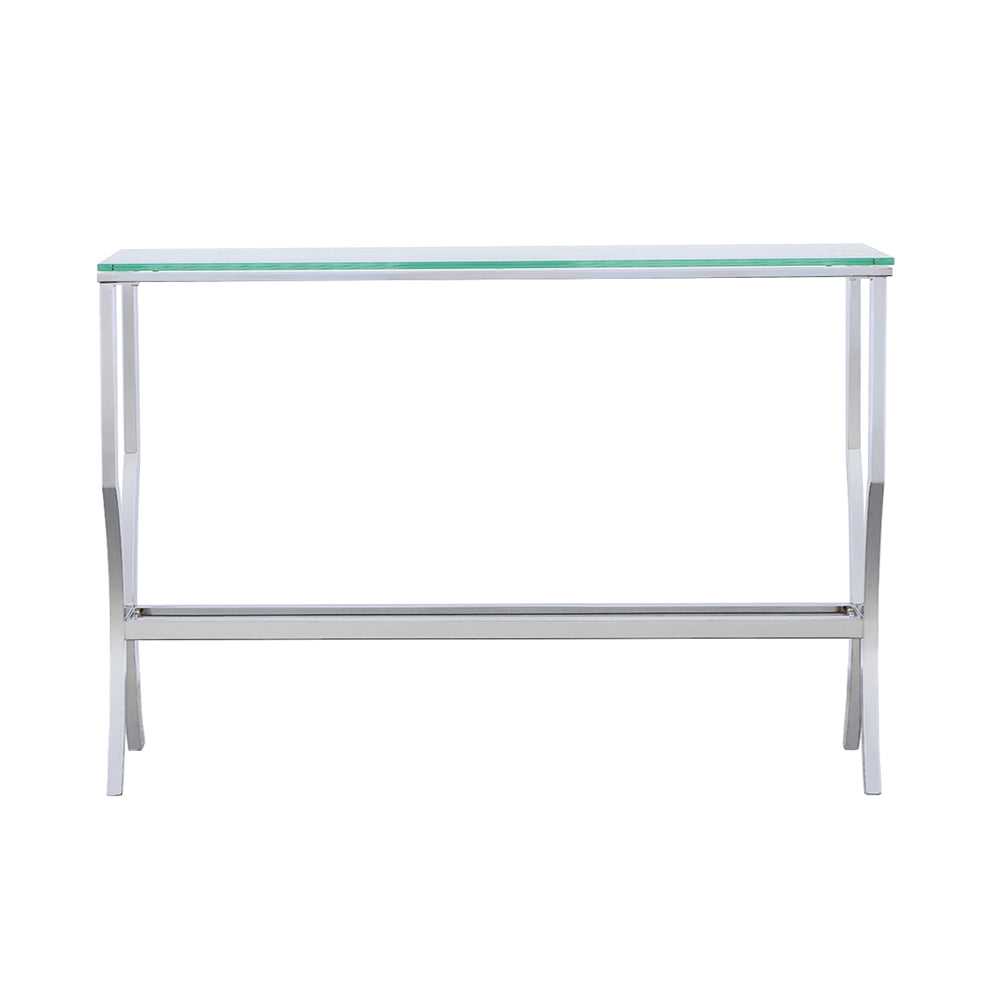 Saide Rectangular Sofa Table With Mirrored Shelf Chrome
