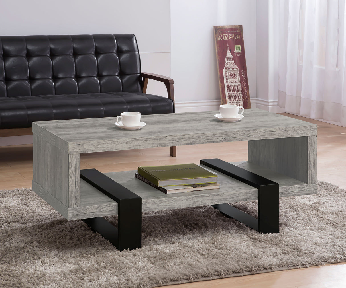 Dinard Coffee Table With Shelf Grey Driftwood