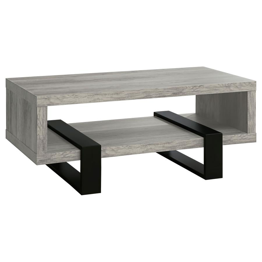 Dinard Coffee Table With Shelf Grey Driftwood