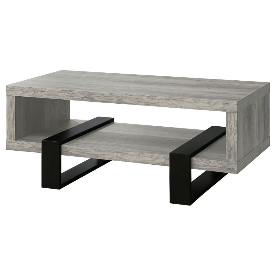 Dinard Coffee Table With Shelf Grey Driftwood
