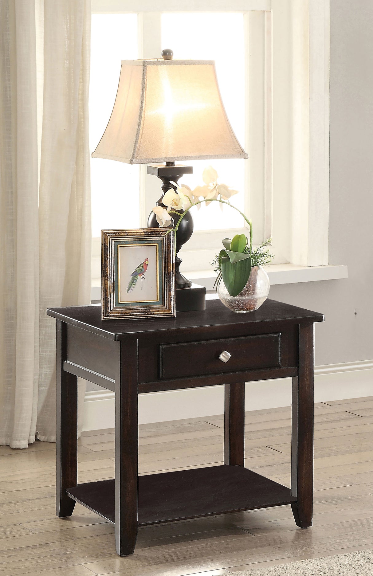 Bradford Square 1-Shelf End Table Walnut
