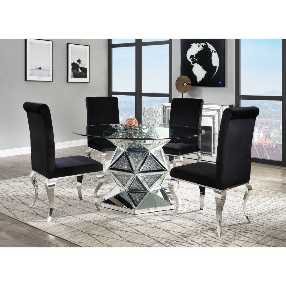 Noralie Mirrored & Faux Diamonds Dining Table