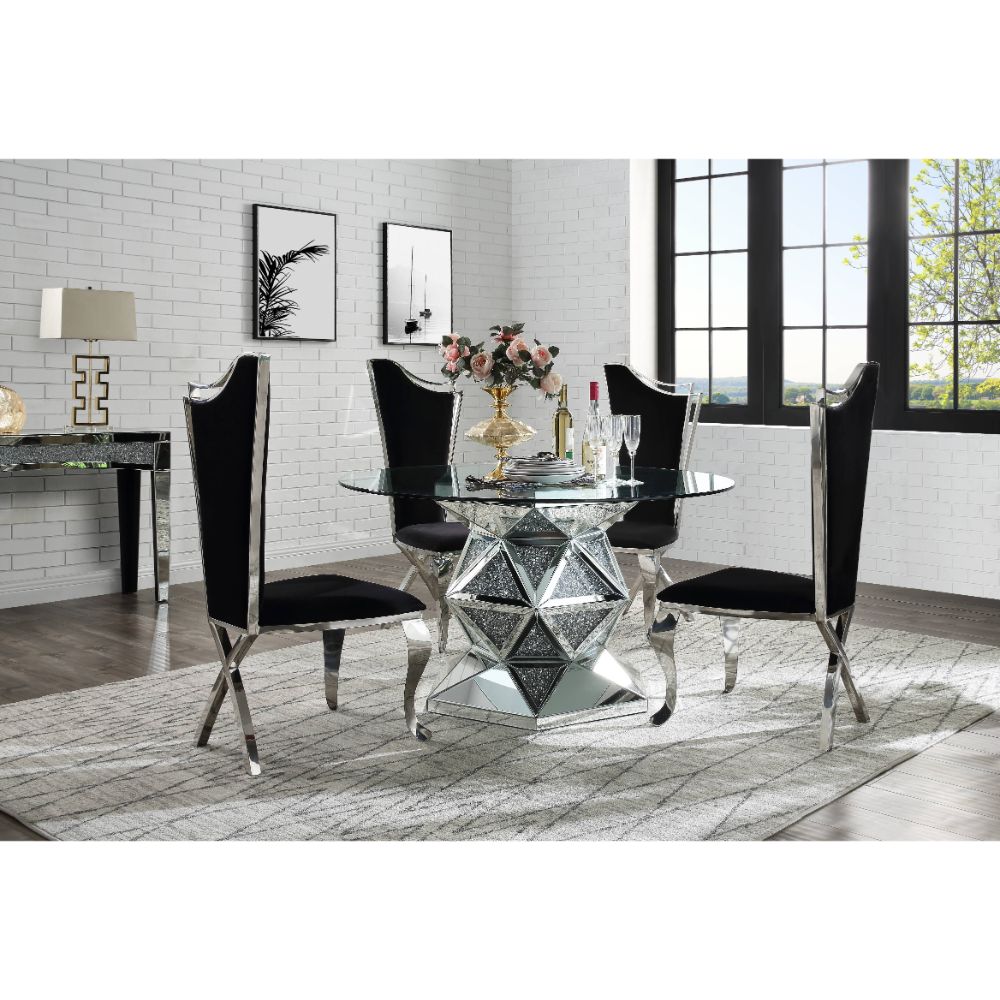Noralie Mirrored & Faux Diamonds Dining Table