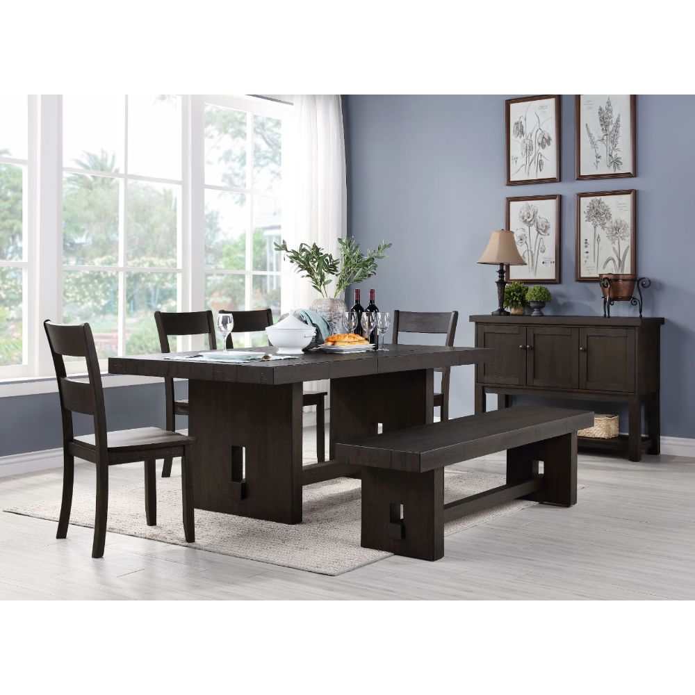 Haddie Distressed Walnut Finish Dining Table