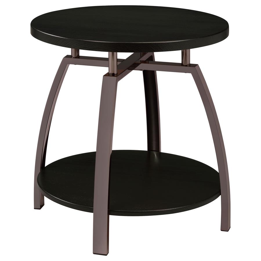 Dacre Round End Table Dark Grey And Black Nickel
