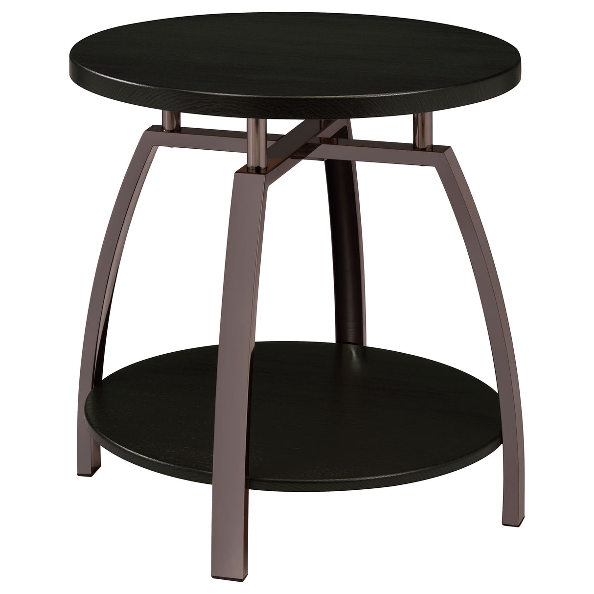 Dacre Round End Table Dark Grey And Black Nickel