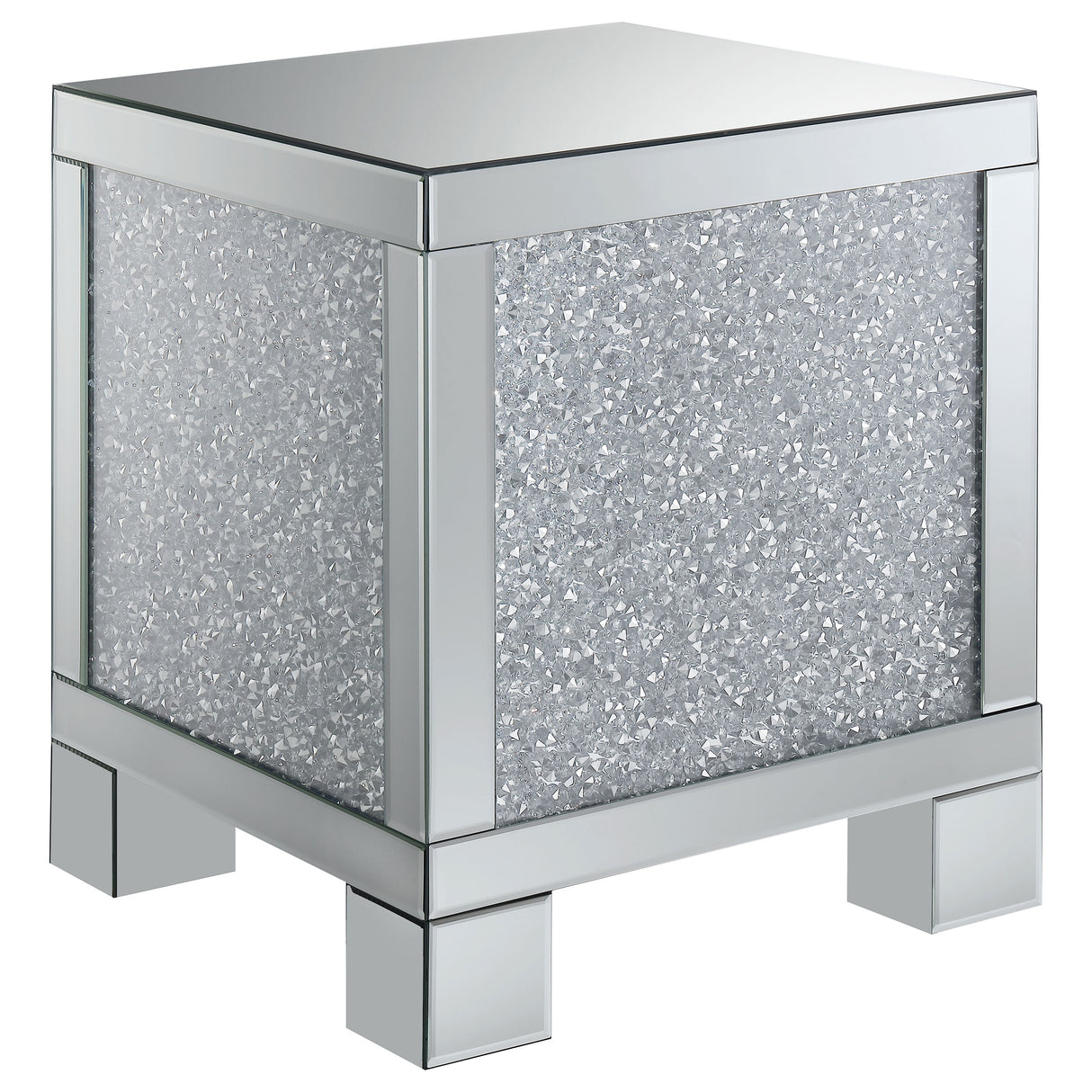 Gillian Square End Table Silver And Clear Mirror