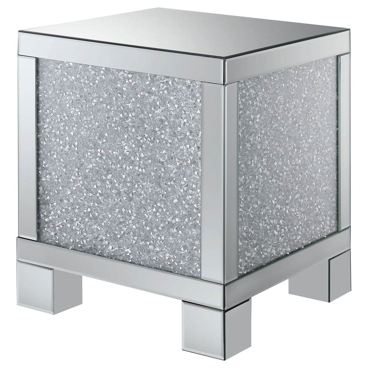 Gillian Square End Table Silver And Clear Mirror