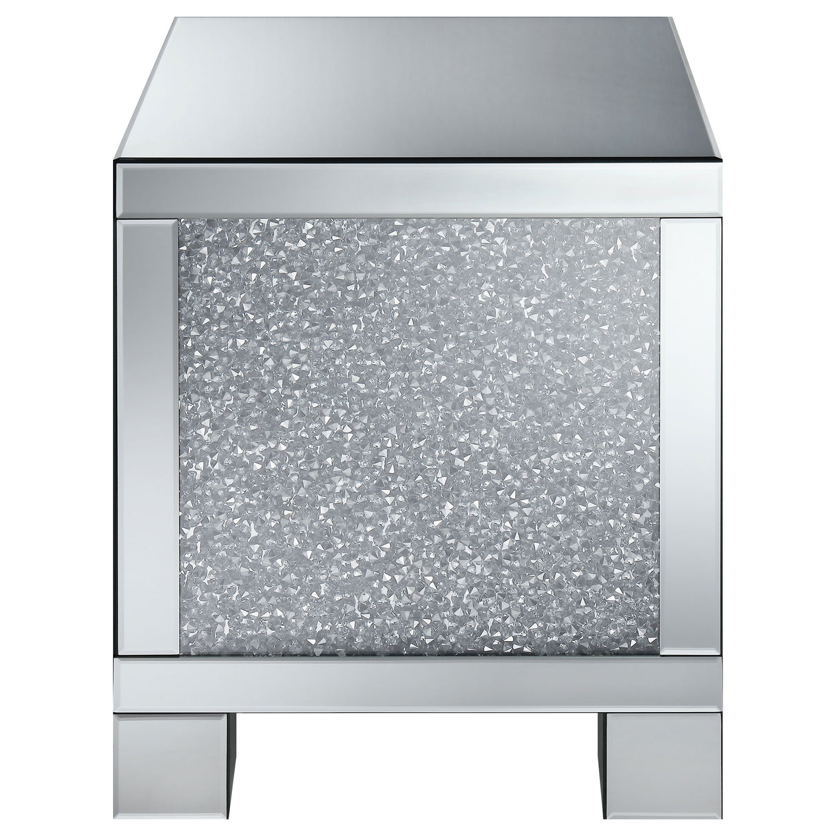 Gillian Square End Table Silver And Clear Mirror
