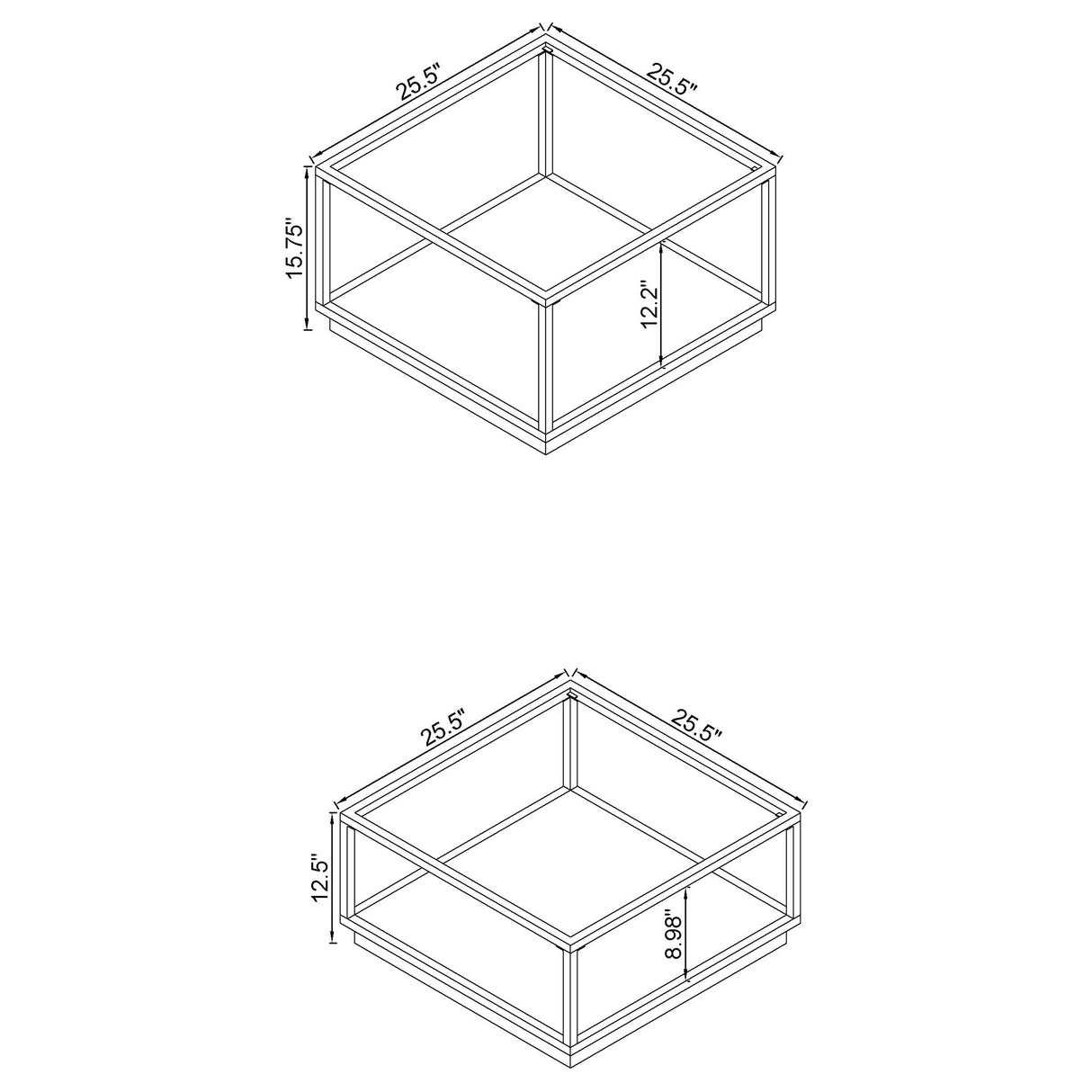 Renee 2-Piece Square Occasional Set Rose Brass