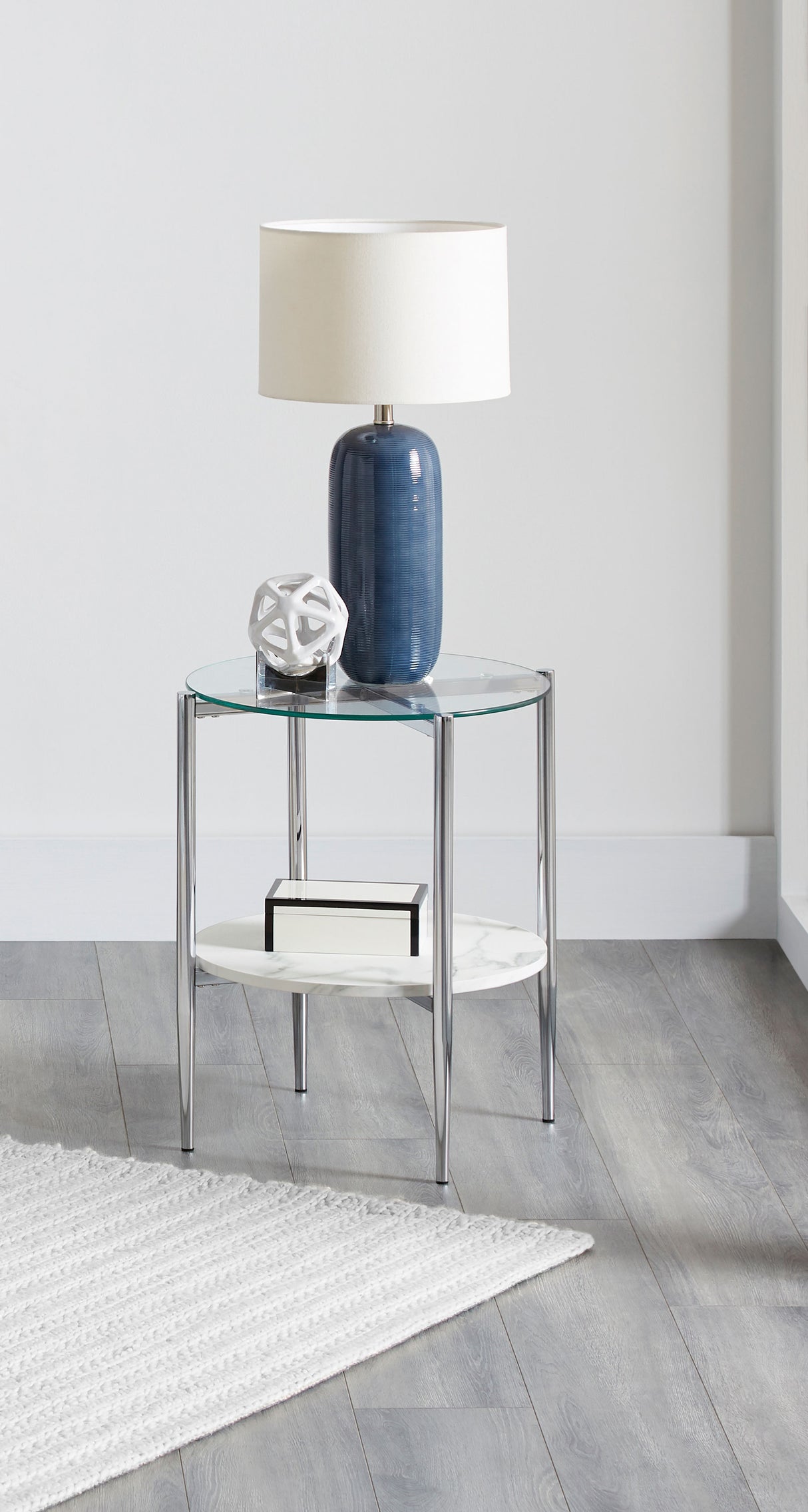 Cadee Round Glass Top End Table Clear And Chrome