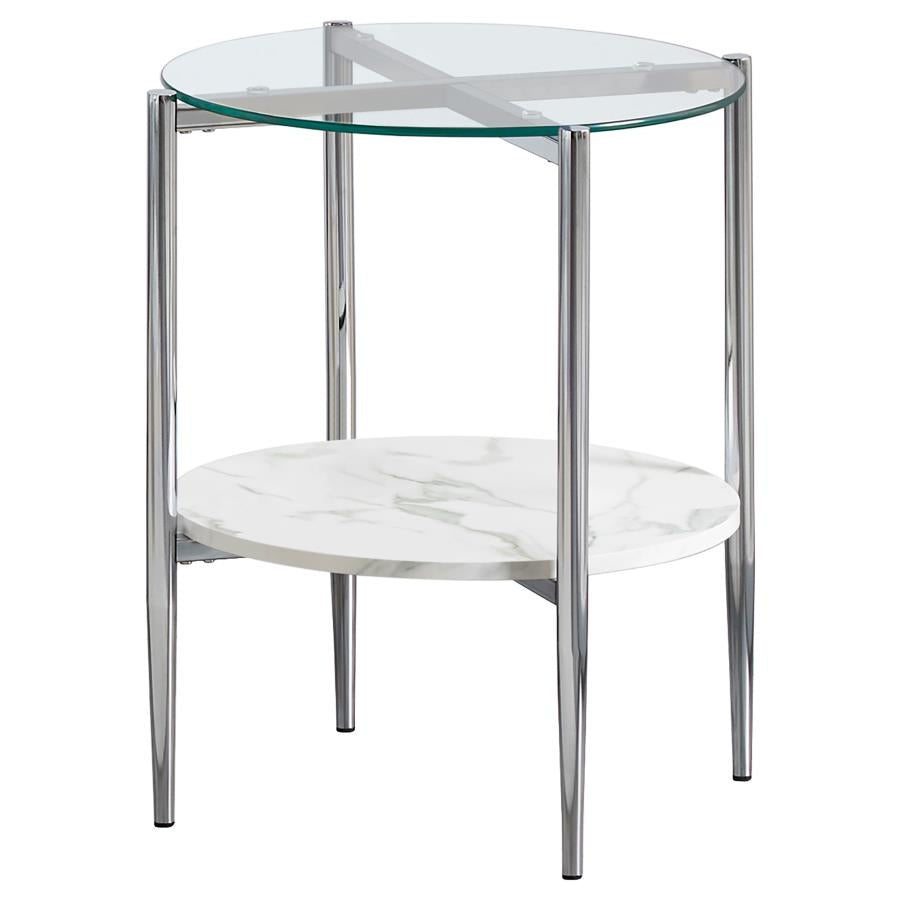 Cadee Round Glass Top End Table Clear And Chrome
