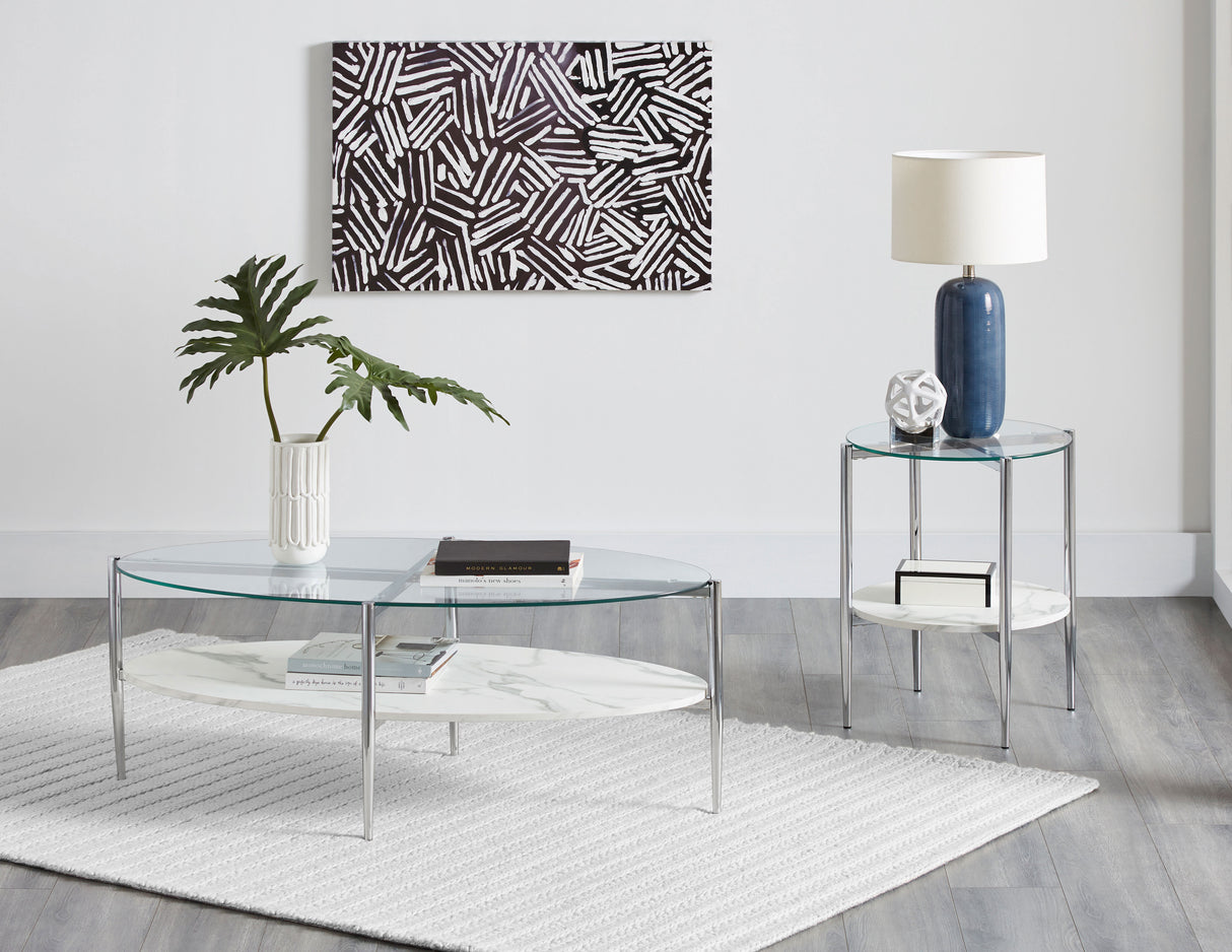 Cadee Round Glass Top End Table Clear And Chrome