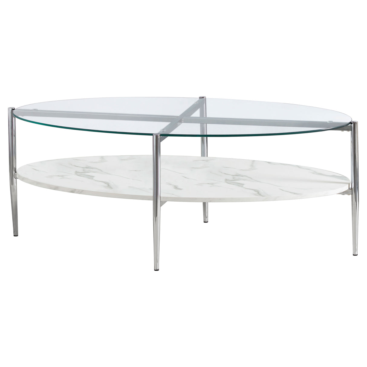Cadee Round Glass Top Coffee Table White And Chrome
