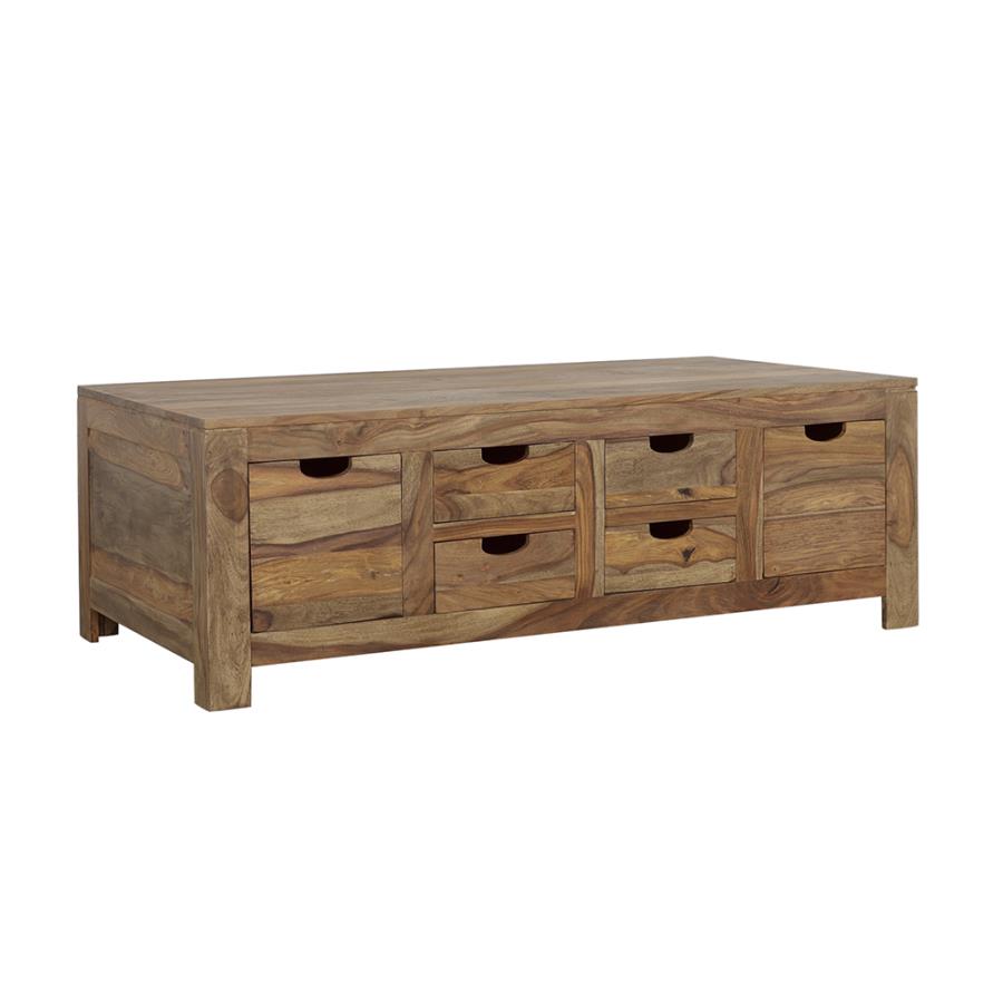 Esther 6-Drawer Storage Coffee Table Natural Sheesham