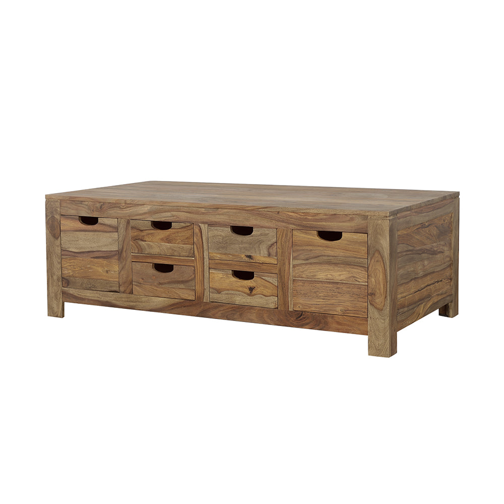 Esther 6-Drawer Storage Coffee Table Natural Sheesham