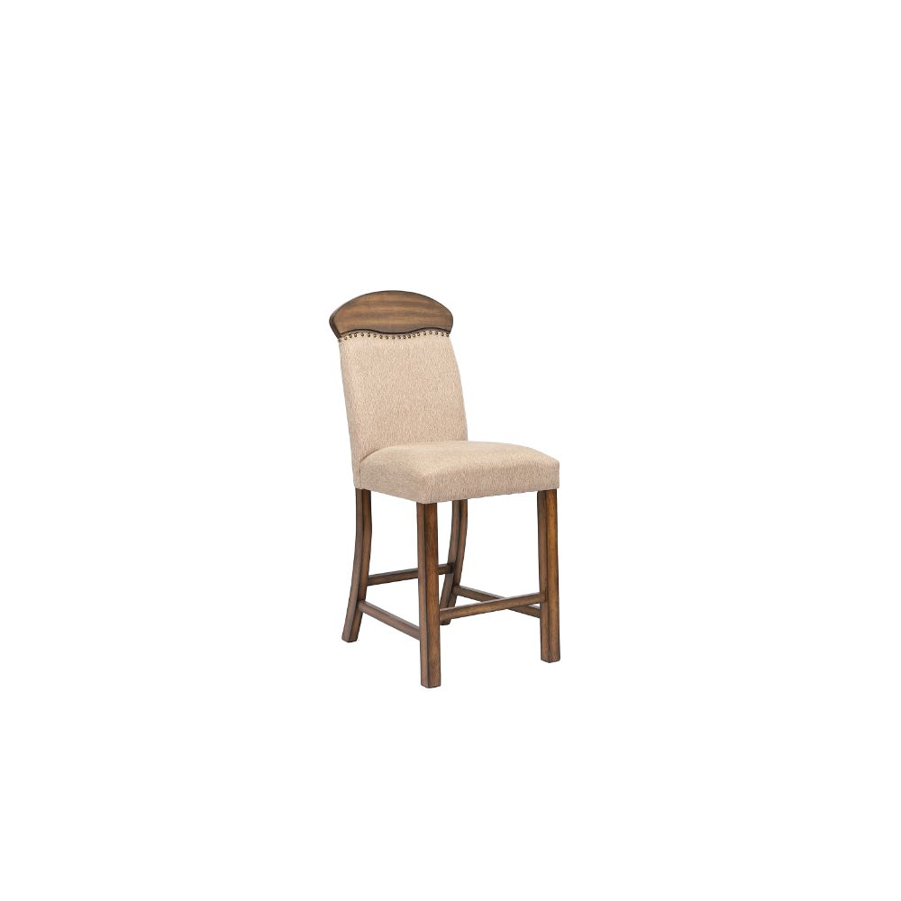 Maurice Linen & Oak Finish Counter Height Chair (Set-2)