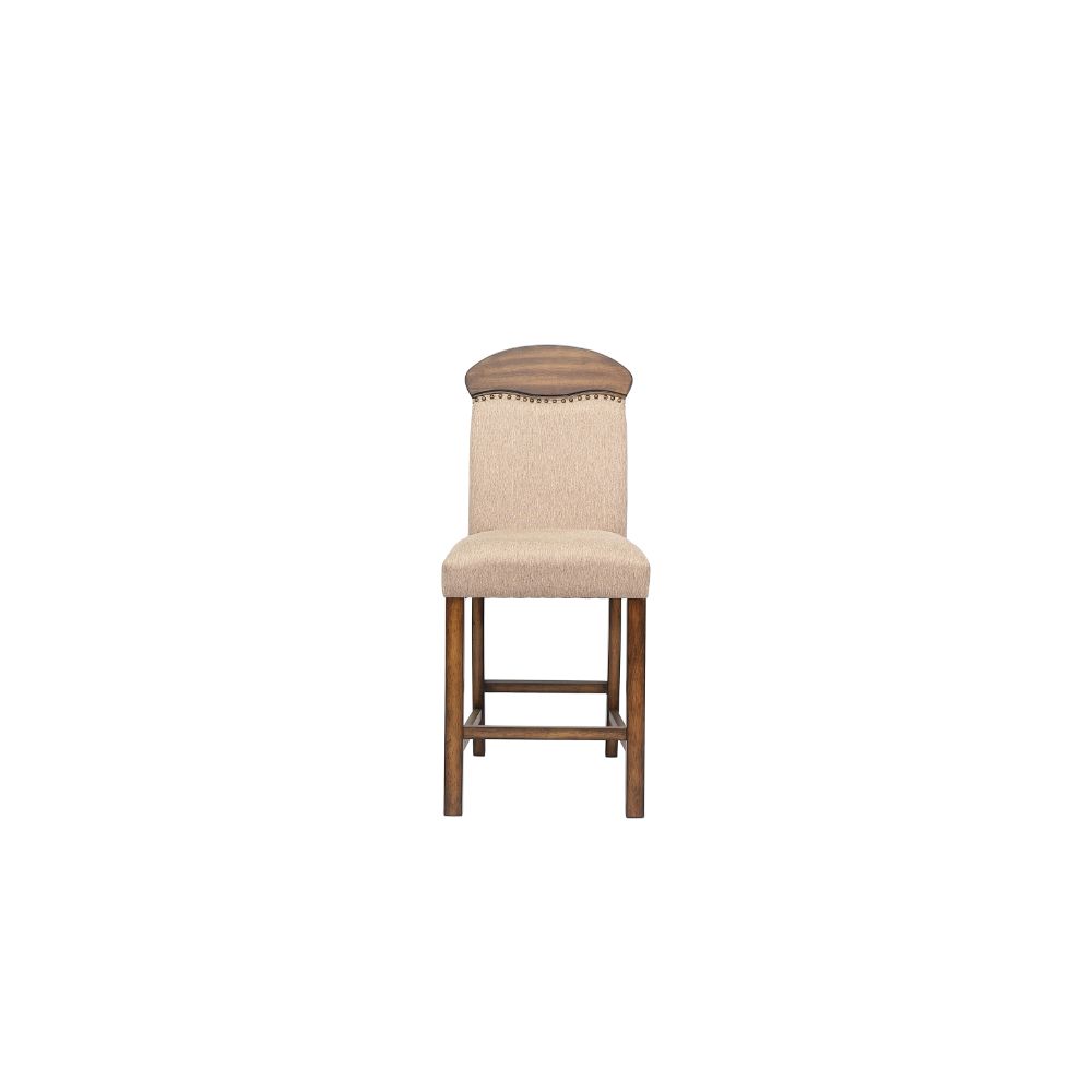Maurice Linen & Oak Finish Counter Height Chair (Set-2)