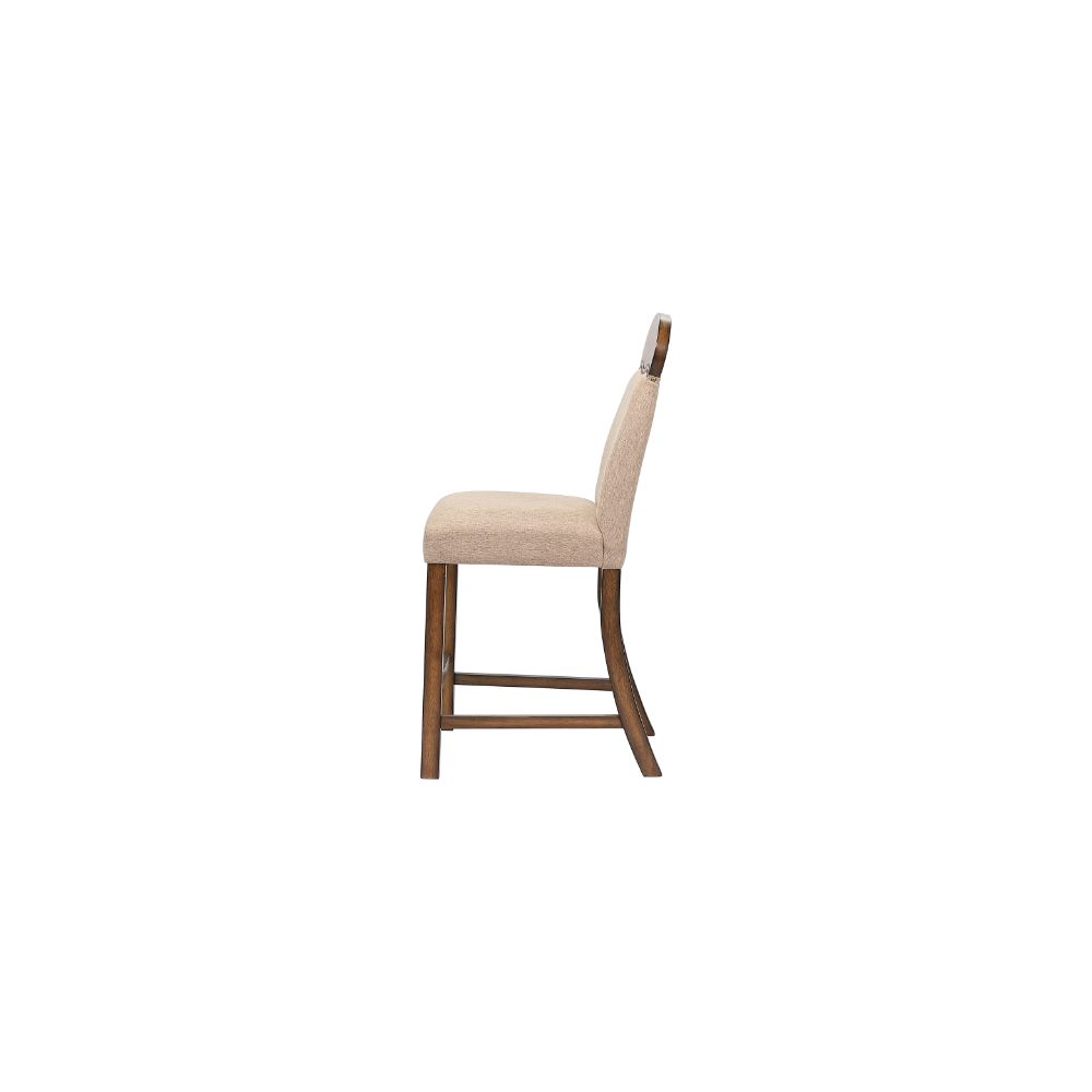 Maurice Linen & Oak Finish Counter Height Chair (Set-2)
