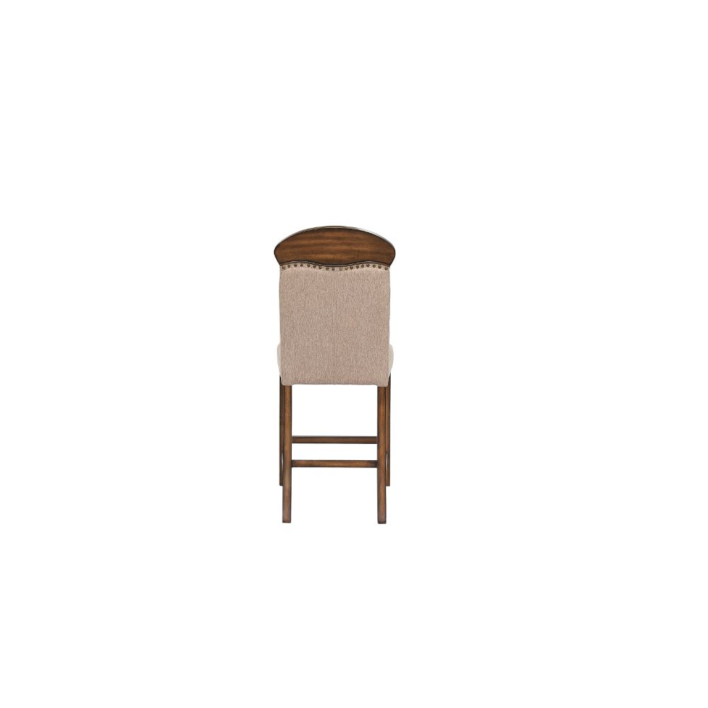 Maurice Linen & Oak Finish Counter Height Chair (Set-2)