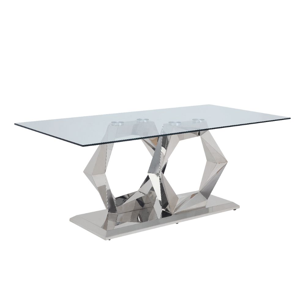 Gianna Clear Glass Top & Stainless Steel Dining Table