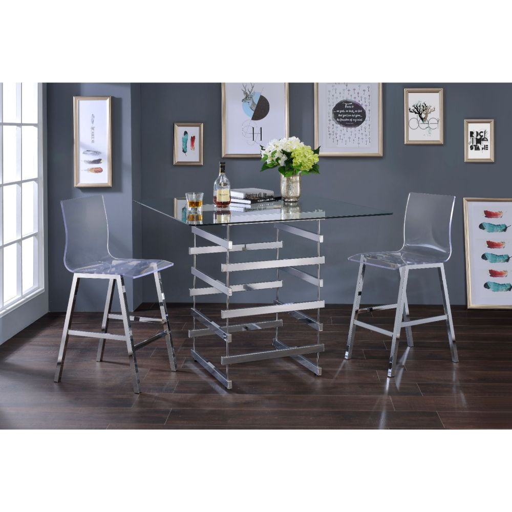 Nadie Clear Glass Top & Black Finish Counter Height Table