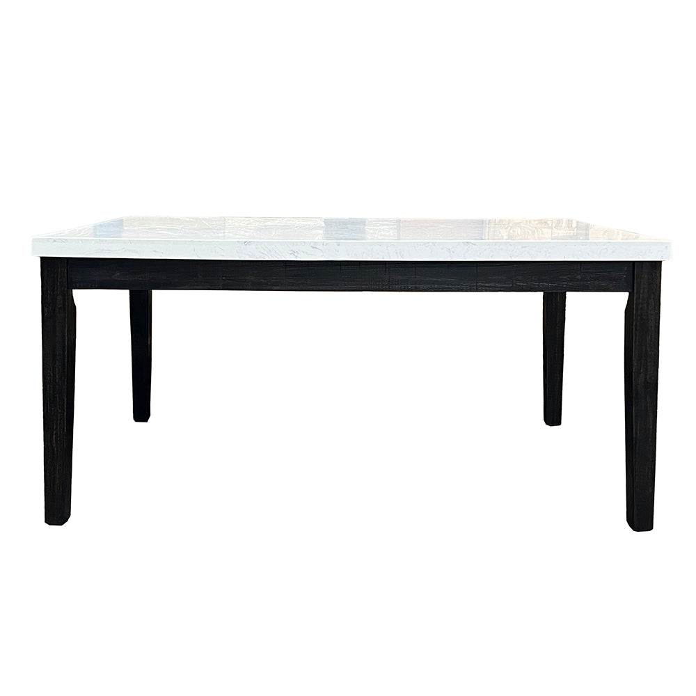 Nolan White Marble Top & Salvage Dark Oak Finish Dining Table
