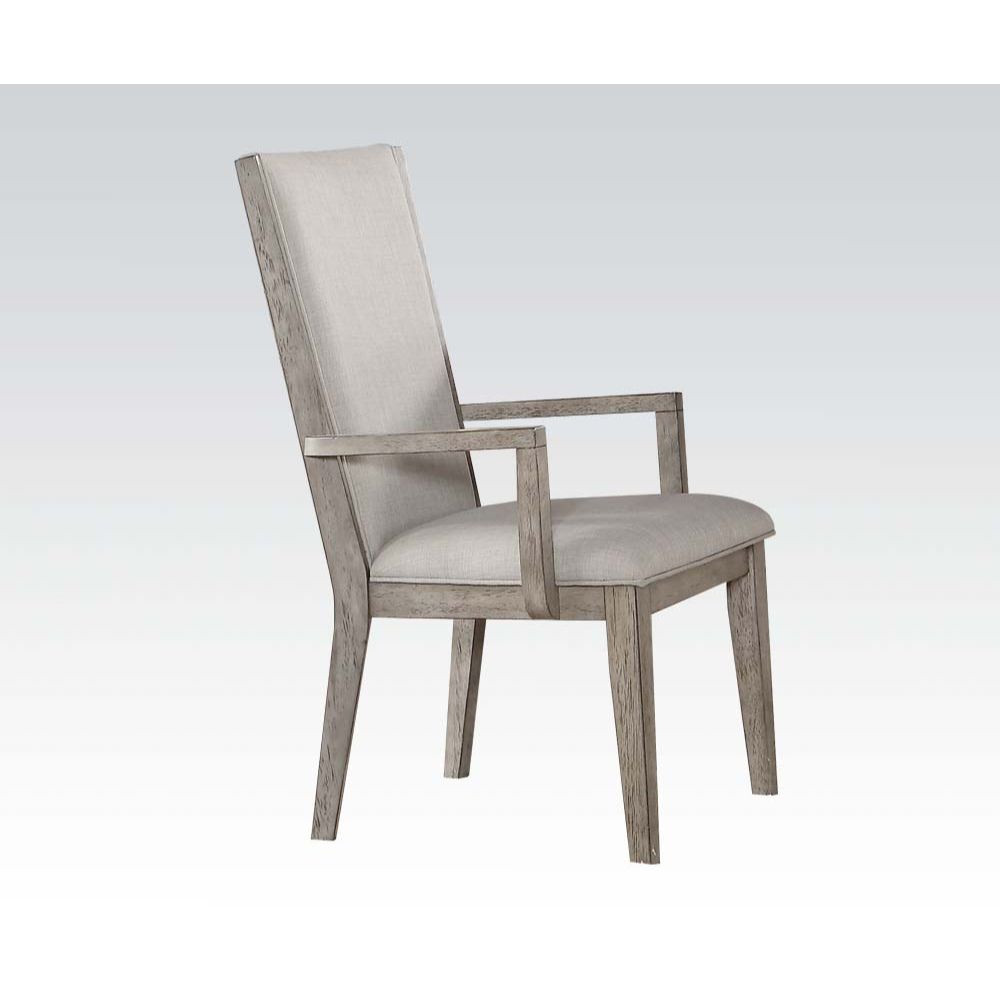 Rocky Fabric & Gray Oak Finish Arm Chair (Set-2)