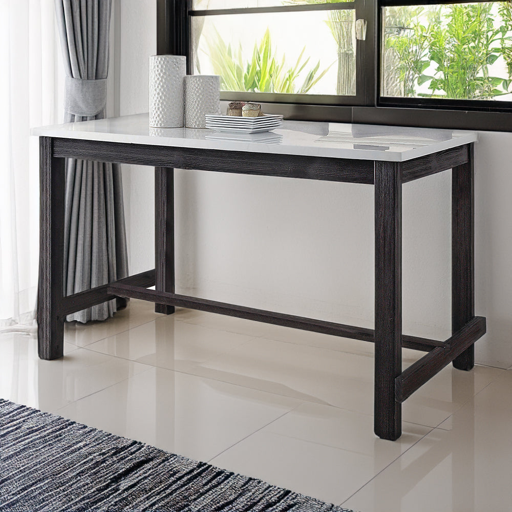 Yelena Marble Top & Weathered Espresso Finish Counter Height Table