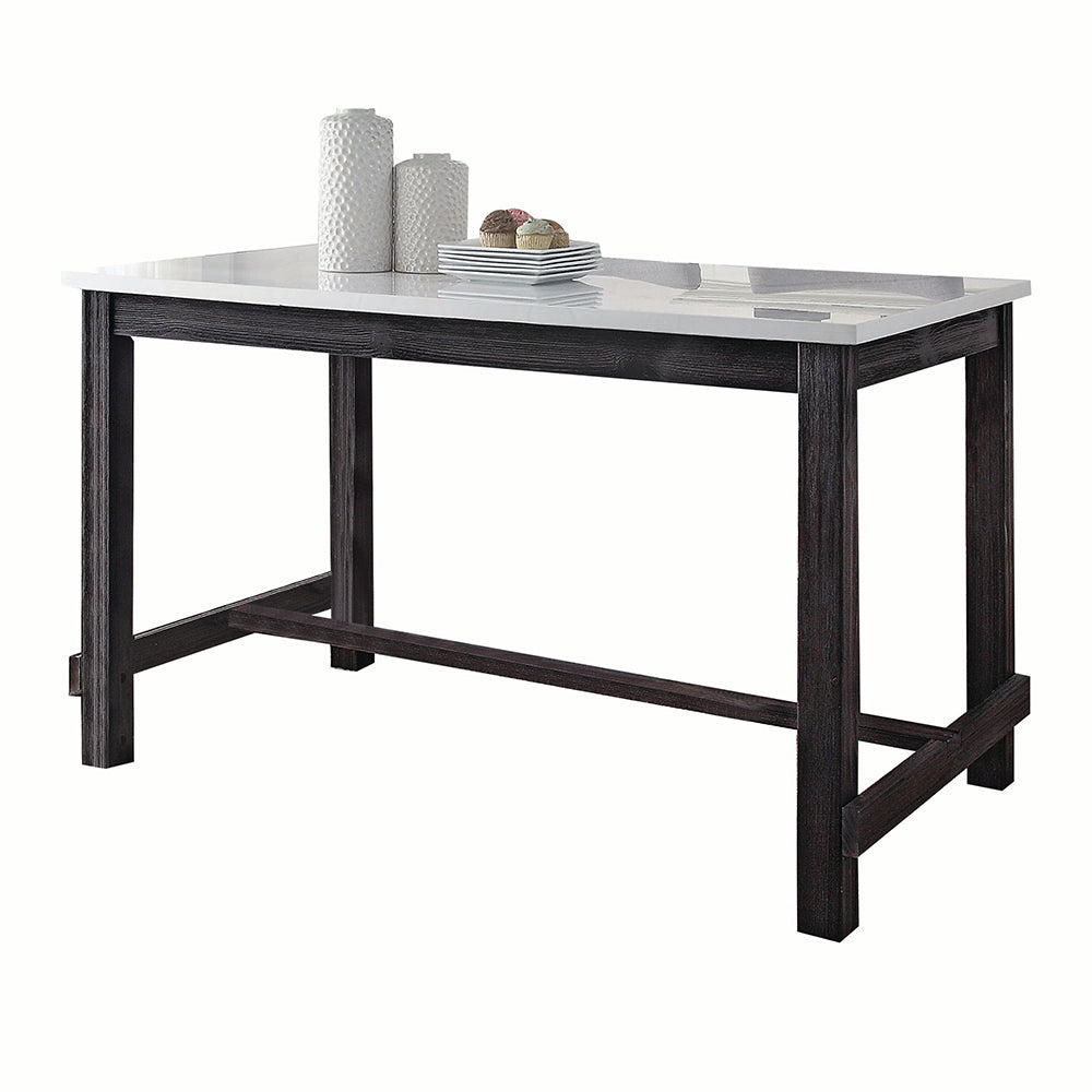 Yelena Marble Top & Weathered Espresso Finish Counter Height Table