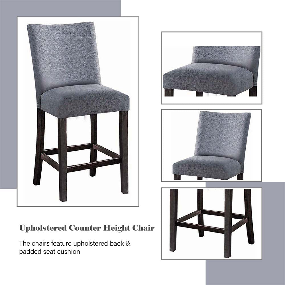 Yelena Fabric & Weathered Espresso Finish Counter Height Chair (Set-2)