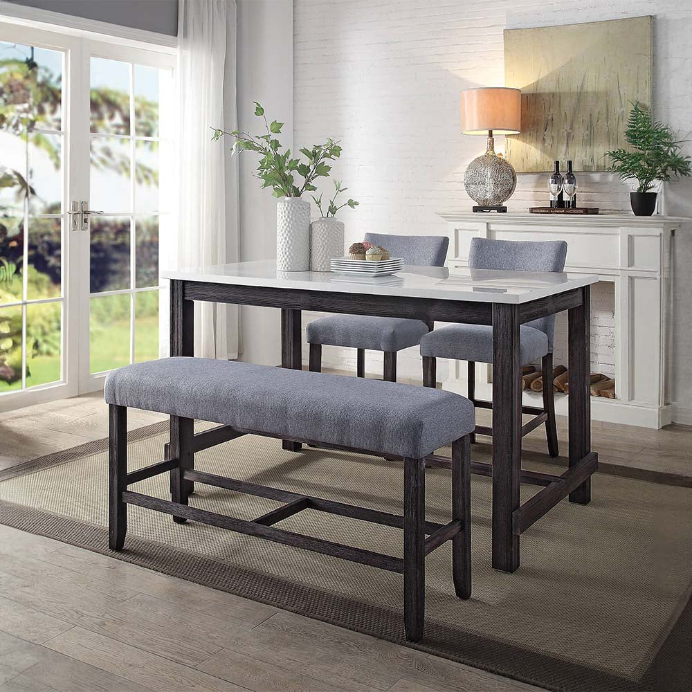 Yelena Fabric & Weathered Espresso Finish Counter Height Chair (Set-2)