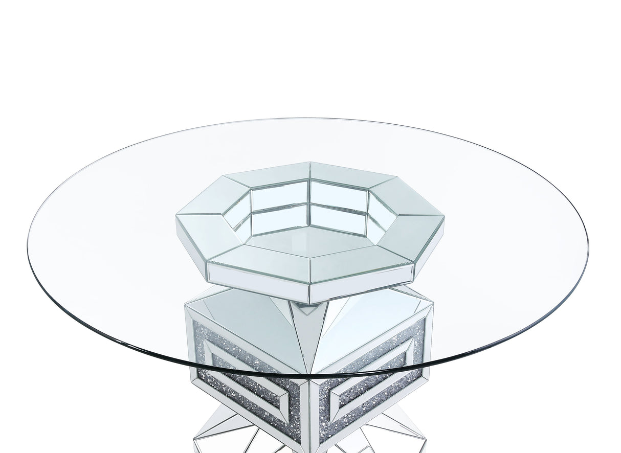 Noralie Clear Glass, Mirrored & Faux Diamonds Dining Table