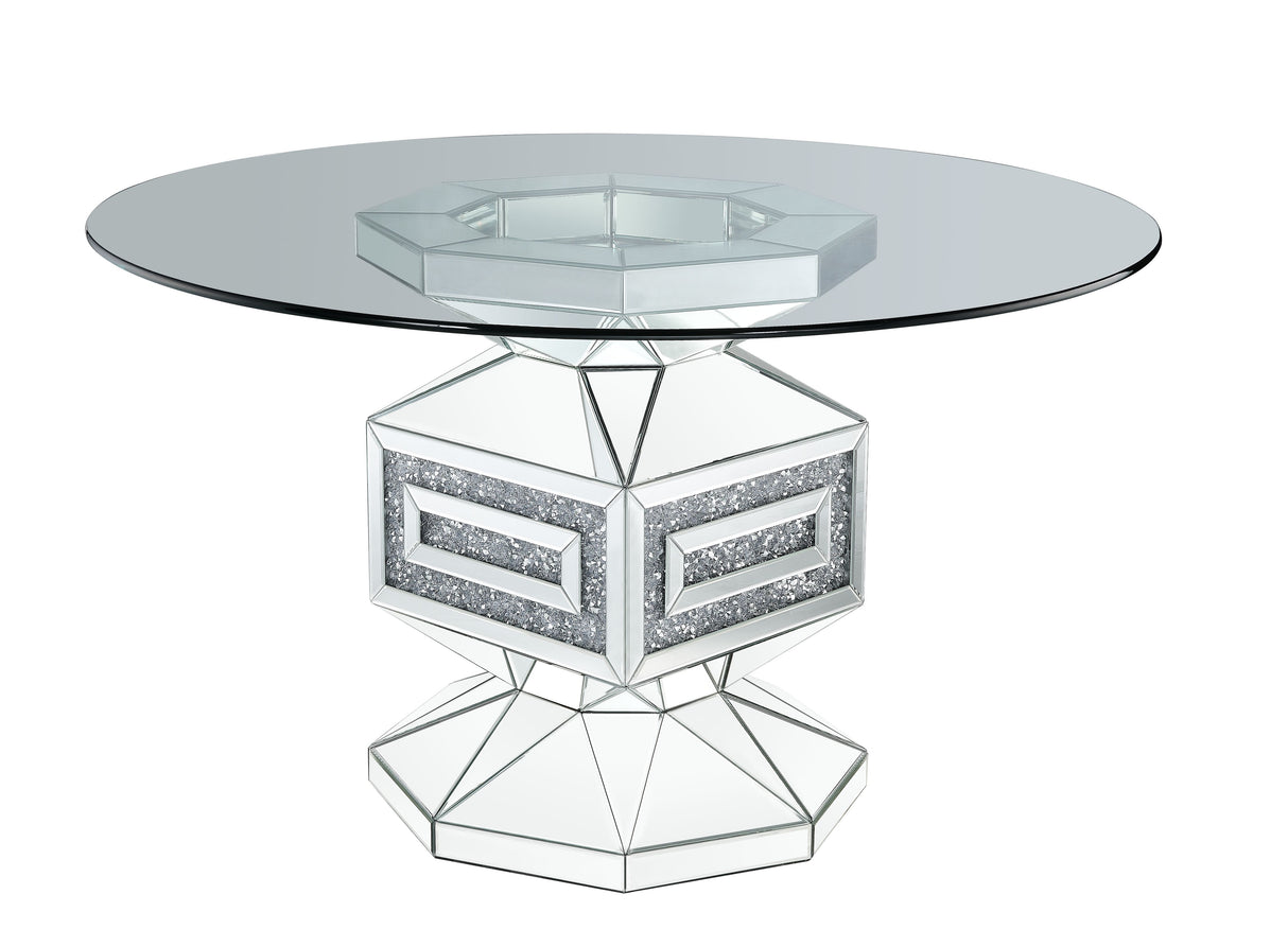 Noralie Clear Glass, Mirrored & Faux Diamonds Dining Table