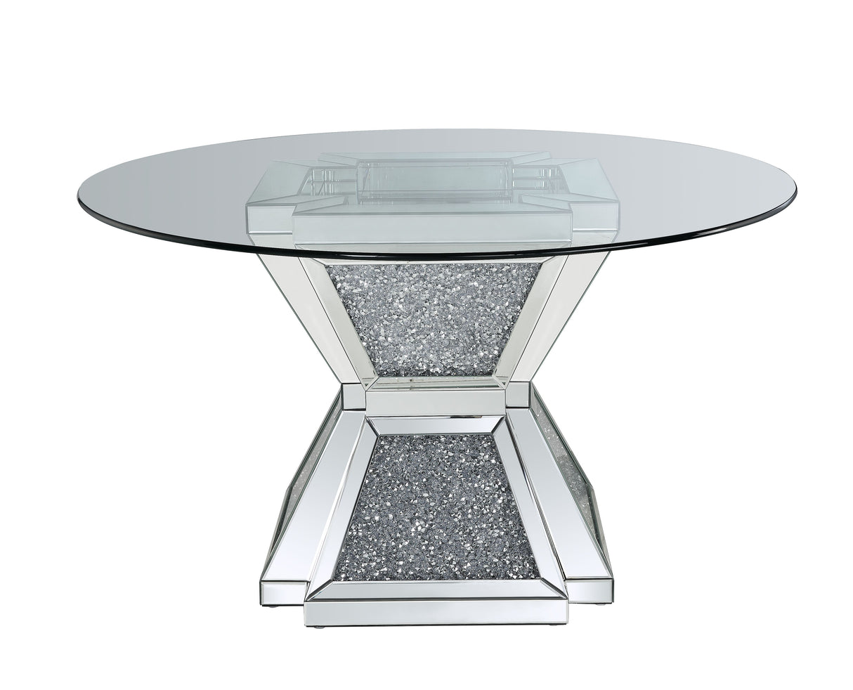 Noralie Clear Glass, Mirrored & Faux Diamonds Dining Table