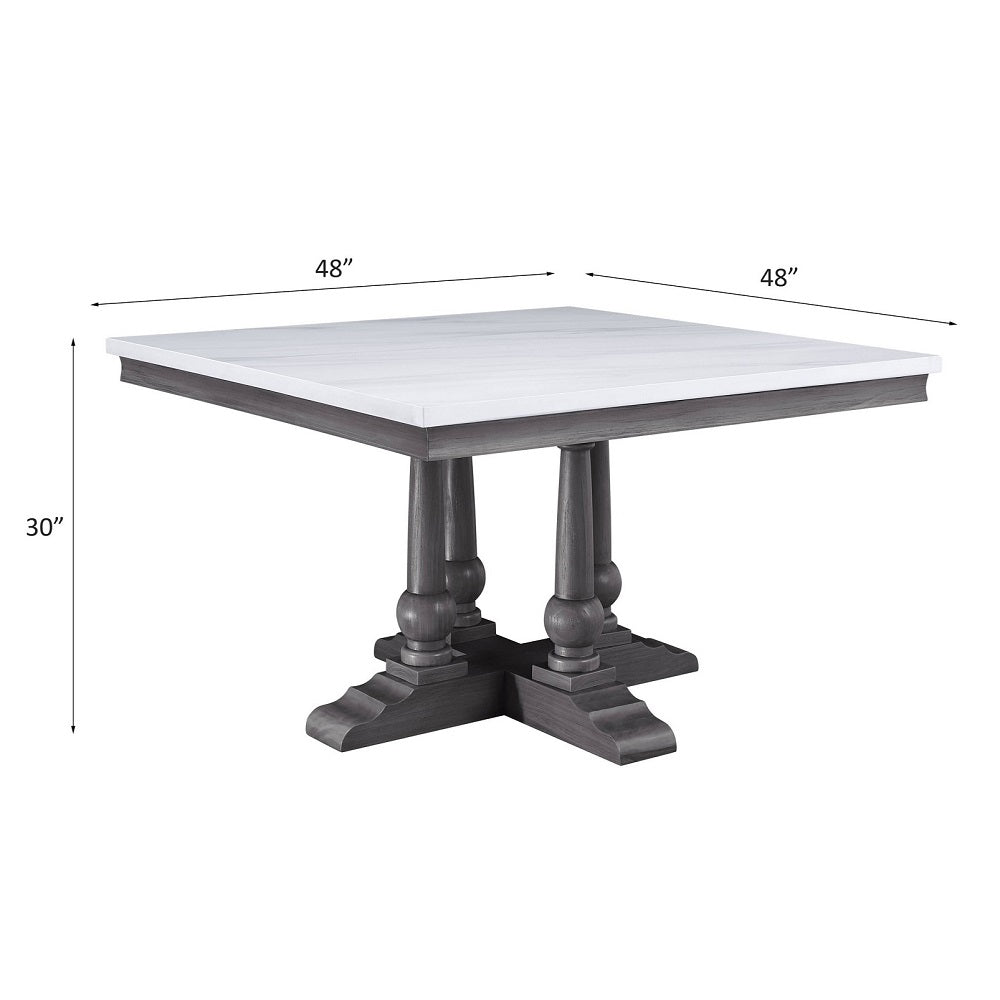 Yabeina Marble Top Top & Gray Oak Finish Dining Table